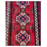 MB - Iranian Hand-Knotted Wool Rug - Red/Blue Geometric Medallion, 47 x 80 in