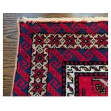 MB - Iranian Hand-Knotted Wool Rug - Red/Blue Geometric Medallion, 47 x 80 in