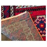 MB - Iranian Hand-Knotted Wool Rug - Red/Blue Geometric Medallion, 47 x 80 in