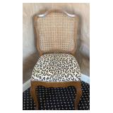 MB - Leopard Print Upholstered Side Chair with Cane Back