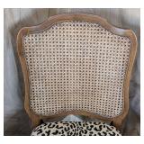 MB - Leopard Print Upholstered Side Chair with Cane Back