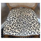 MB - Leopard Print Upholstered Side Chair with Cane Back