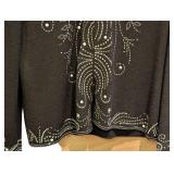 MB - St John Evening by Marie Gray - Black Knit Jacket with Rhinestones - Size 8