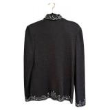 MB - St John Evening by Marie Gray - Black Knit Jacket with Rhinestones - Size 8