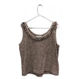 MB - St John Tank Top - Size M - Boucle Knit with Fringe Trim
