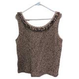 MB - St John Tank Top - Size M - Boucle Knit with Fringe Trim