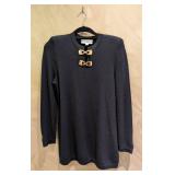 MB - St. John Collection by Marie Gray - Black Knit Sweater - Petite (P) with Gold Buckle Closures