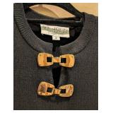 MB - St. John Collection by Marie Gray - Black Knit Sweater - Petite (P) with Gold Buckle Closures