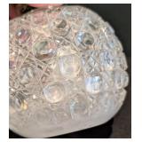 MB - Antique Sterling Silver Top Crystal Bottle - Diamond-Cut Glass