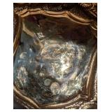 MB - Antique Sterling Silver Top Crystal Bottle - Diamond-Cut Glass