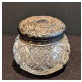 MB - Antique A&L Sterling Silver-Top Vanity Jar - Cut Glass Body,