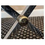 MB - Vintage Glass-Top Side Table with X-Frame Chrome Base