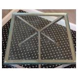 MB - Vintage Glass-Top Side Table with X-Frame Chrome Base