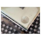 MB - Vintage Glass-Top Side Table with X-Frame Chrome Base