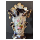 MB - Vintage Porcelain Vases - Floral Bouquet with Gold Trim (Lot of 2)