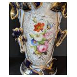 MB - Vintage Porcelain Vases - Floral Bouquet with Gold Trim (Lot of 2)