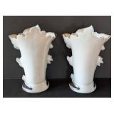 MB - Vintage Porcelain Vases - Floral Bouquet with Gold Trim (Lot of 2)
