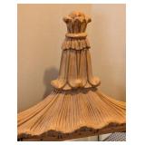 MB - Large Vintage Carved Wood Wall Mirror with Ornate Crest