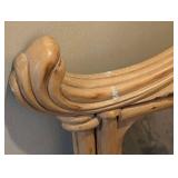 MB - Large Vintage Carved Wood Wall Mirror with Ornate Crest