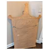 MB - Large Vintage Carved Wood Wall Mirror with Ornate Crest