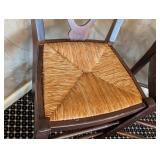 MB - Pair of Counter Height Stools - Dark Wood, Woven Rush Seats, 18 in W x 15 in D