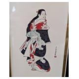 MB - Ukiyo-e Geisha Prints (Pair) - 8x11 In Gold Tone Bamboo Frames