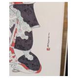 MB - Ukiyo-e Geisha Prints (Pair) - 8x11 In Gold Tone Bamboo Frames