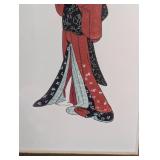 MB - Ukiyo-e Geisha Prints (Pair) - 8x11 In Gold Tone Bamboo Frames