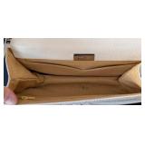 MB - Judith Leiber Ivory Lizard-Embossed Clutch with Pink Stone Bar and Green Accents