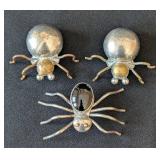 MB - Vintage Sterling Silver Spider Brooches - 3 Pieces