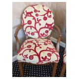 MB - Pair of Upholstered Armchairs, Red Pattern