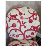 MB - Pair of Upholstered Armchairs, Red Pattern