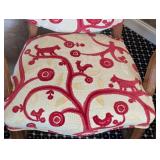 MB - Pair of Upholstered Armchairs, Red Pattern