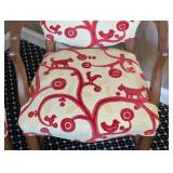 MB - Pair of Upholstered Armchairs, Red Pattern