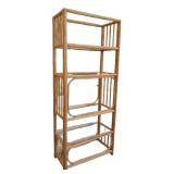 LR - Vintage Rattan Bookshelf Tall Display Shelf, Glass Shelves