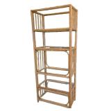 LR - Vintage Rattan Bookshelf Tall Display Shelf, Glass Shelves