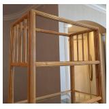 LR - Vintage Rattan Bookshelf Tall Display Shelf, Glass Shelves