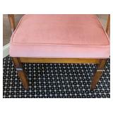 MB - Vintage Curved-Back Armchair, Pink Upholstery, Caned Back