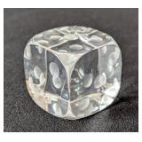 MB - Baccarat Crystal Dice Cube 1.5 in - Clear with Frosted Pips