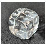 MB - Baccarat Crystal Dice Cube 1.5 in - Clear with Frosted Pips