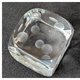 MB - Baccarat Crystal Dice Cube 1.5 in - Clear with Frosted Pips