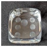 MB - Baccarat Crystal Dice Cube 1.5 in - Clear with Frosted Pips