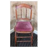 MB - Vintage Wooden Chair with Purple Velvet Seat Cushion