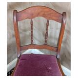 MB - Vintage Wooden Chair with Purple Velvet Seat Cushion