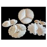 MB - Five Vintage Divided Dishes (Lot of 5) - 12" Shell-Shaped Porcelain Plates