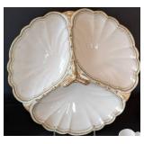MB - Five Vintage Divided Dishes (Lot of 5) - 12" Shell-Shaped Porcelain Plates