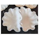 MB - Five Vintage Divided Dishes (Lot of 5) - 12" Shell-Shaped Porcelain Plates