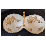 MB - Five Vintage Divided Dishes (Lot of 5) - 12" Shell-Shaped Porcelain Plates