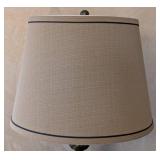 MB - Antique-Style Table Lamp, 28in H, Beige Shade, Ornate Bronze Base