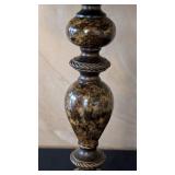 MB - Antique-Style Table Lamp, 28in H, Beige Shade, Ornate Bronze Base